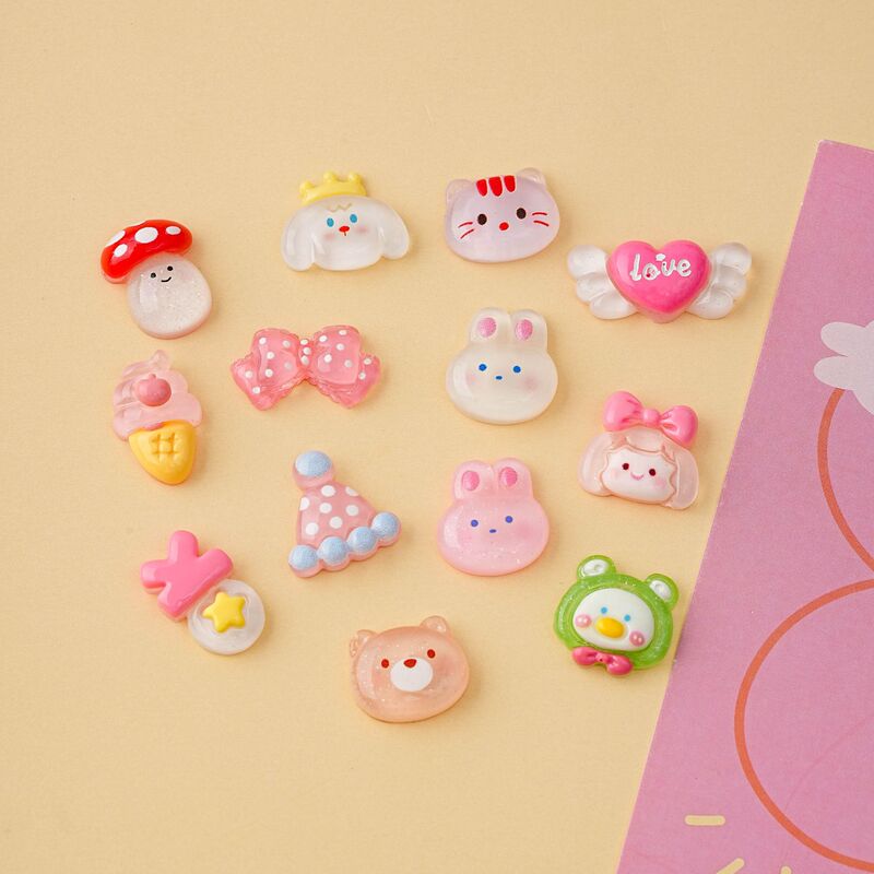 Transparent birthday hat, mushroom, bow, cartoon DIY baby hair clip, hair accessory materials, resin accessories wholesale