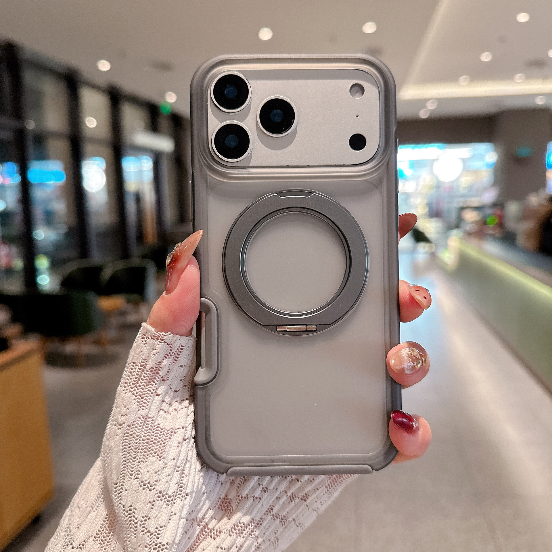 Nuevos productos de explosión transfronteriza adecuados para iPhone17PM 360 soporte grueso de caso de teléfono móvil, piel de caso de teléfono a prueba de caídas