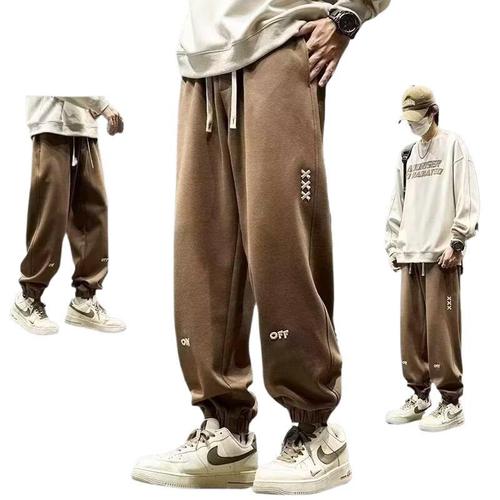 Burlap-bound ankle men's spring and autumn fashion brand loose sport pants with embroidery and drape casual pants