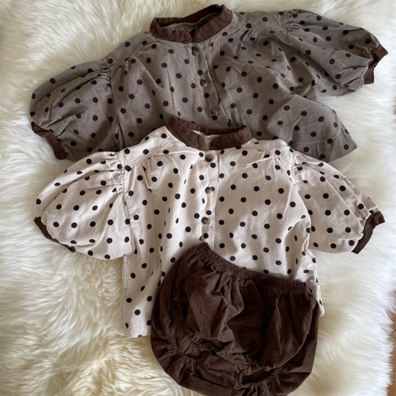 Camisa de muñeca de lunares de Bebé Ropa de Primavera de Bebé Ropa de estilo coreano para niños bebé primavera y otoño camisa de color de contraste de manga larga ropa para niños
