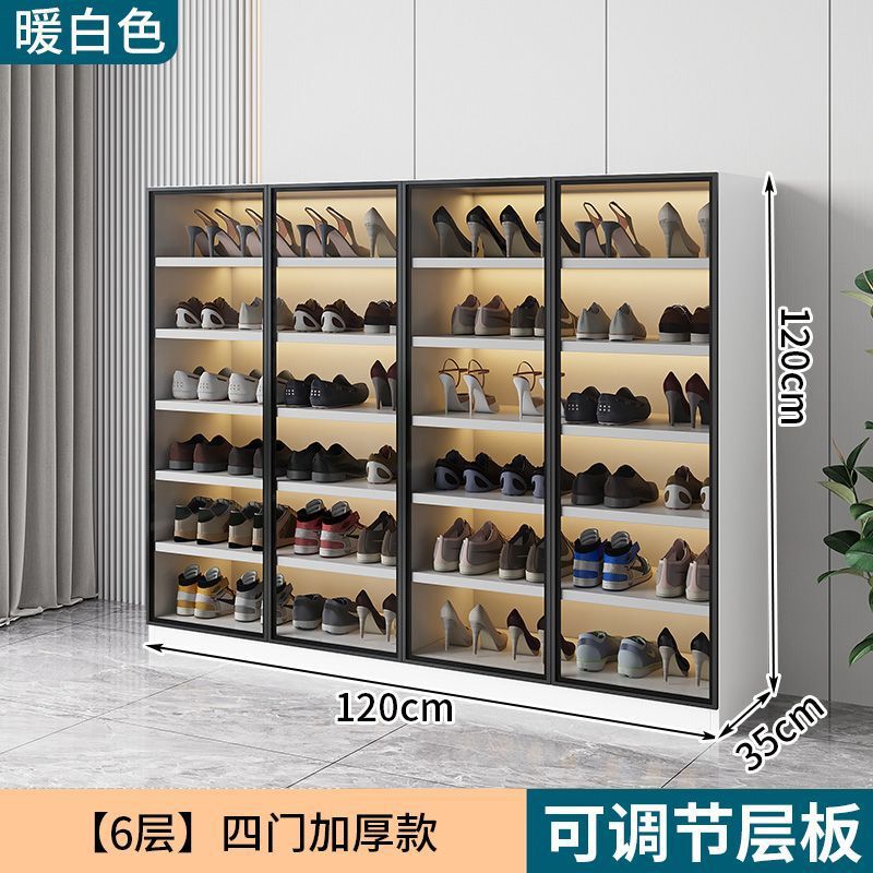 軽豪華新型ガラス靴棚ハイヒール収納棚家庭用シンプル大容量ベランダ玄関ロッカー一体|undefined