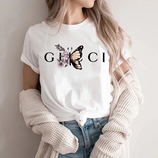 High Quality Women's T Shirt Letter Printed Daily Blouse Top