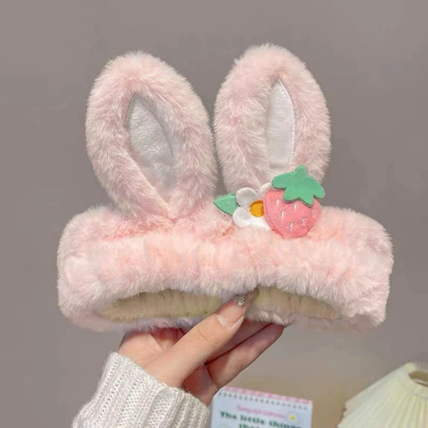 Strawberry Rabbit Ear Ear Band-Light Powder