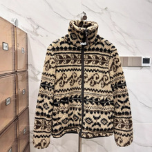 现货/N*t复古西部卷叶纹摇粒绒外套2024秋冬羊绒外套大衣羊羔绒布