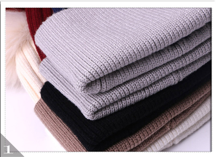 Chapeau chaud d'automne et d'hiver en forme de boule de renard, couleur unie, tricoté, pour adultes et enfants, mode parent-enfant_voghion.com