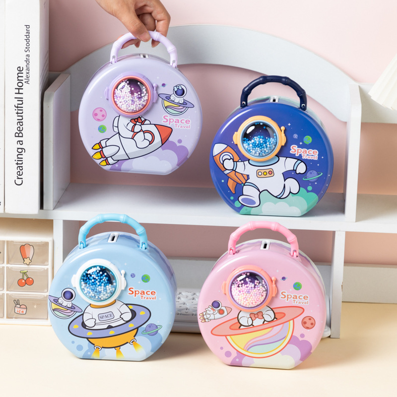 2024 New Astronaut Happy Candy Box Children's Savings Bank Only In, Not Out Savings Bank Tin Gift Gift