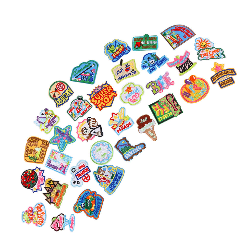 跨境新款图案刺绣贴patch布贴黑色装饰布贴卡通黑布熨烫贴补丁贴