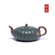 原矿段泥粉浆全手工薄胎扁南瓜100ML仿生器泡茶壶茶具宜兴紫砂壶