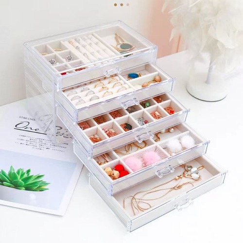 Lined Fabric Jewelry Box Drawer Organizer Jewelry Tray Home Earrings Studs Necklace Rings Hair Accessories Box