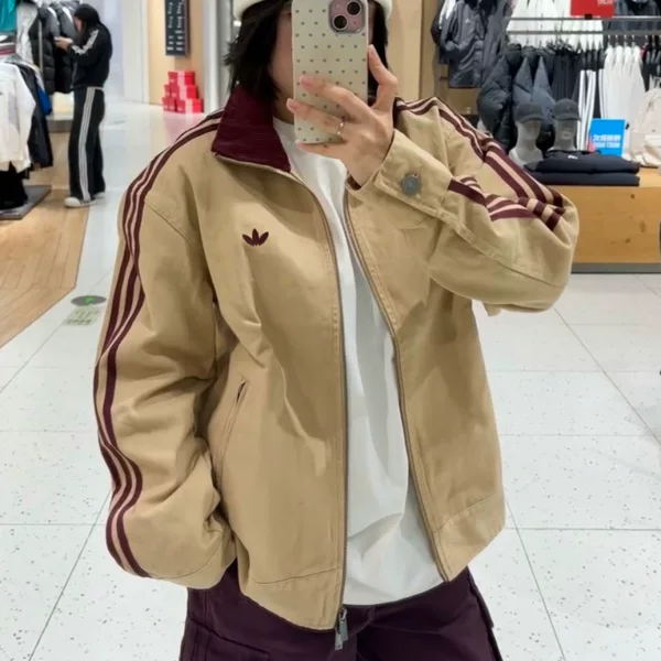 Clover workwear jacket for men and women, autumn and winter, embroidered logo, vintage, all-cotton, washed, casual sports jacket KF2311