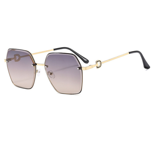 2025 European and American fashion women's frameless edge-cutting sunglasses UV-proof internet celebrity retro gradient large-frame sun glasses 