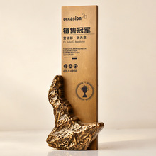 铝合金水晶奖杯新款高档年会优秀员工领导表彰销售冠军授权牌奖杯