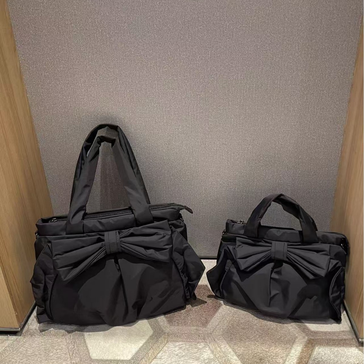 Korean Nylon Bow Handbag & Crossbody Bag For Women 2026 Spring New Large Capacity Minimalist Commuter Shoulder Tote - Thumbnail 2