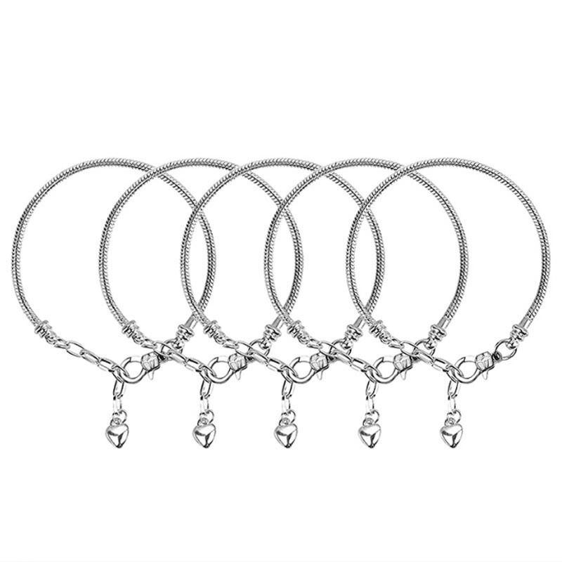 Factory spot 3mm snake bone chain strip lobster clasp adjustable bracelet white plated K DIY set suitable for large hole beads