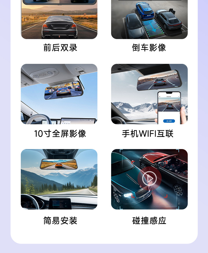 10inch Streaming Media Four-Channel Dash Cam 360 °   Adas/Bsd Mobile App for Vehicle Monitoring with Four Displays on One Screen