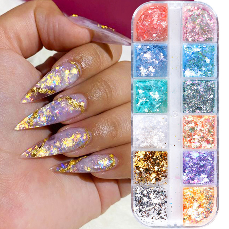 Cross-border Hot nail Glitter Powder Boxed Opal Foil Fragment Ice Crystal Very Fine Cloud Brocade Powder Brilliant nail Cross-border Hot nail Glitter Powder Boxed Opal Foil Fragment Ice Crystal Very Fine Cloud Brocade Powder Brilliant nail