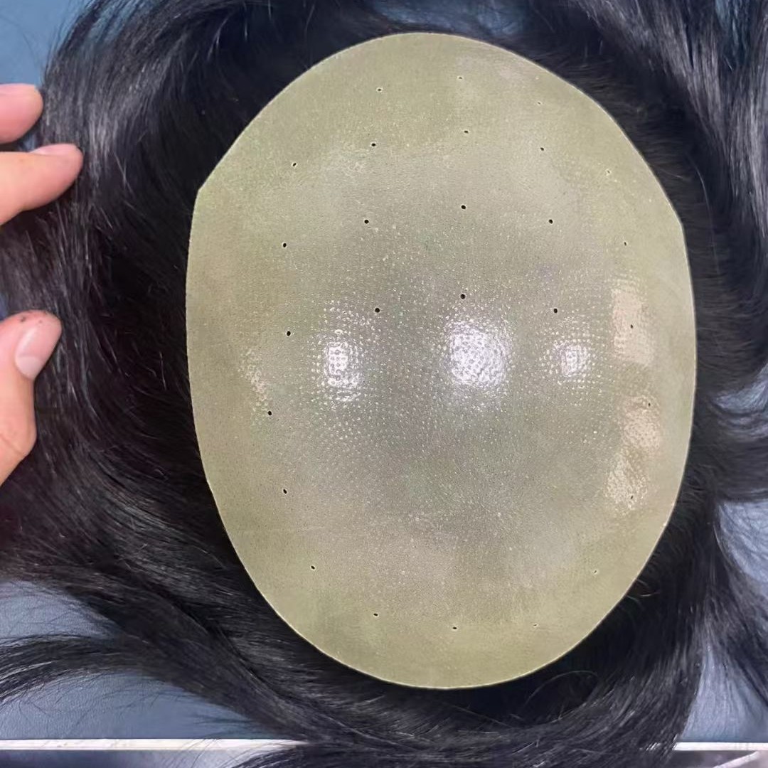 Bio pelucas cuero cabelludo cabello humano cabello puro gancho tejido a mano línea de cabello invisible delgada cabello superior