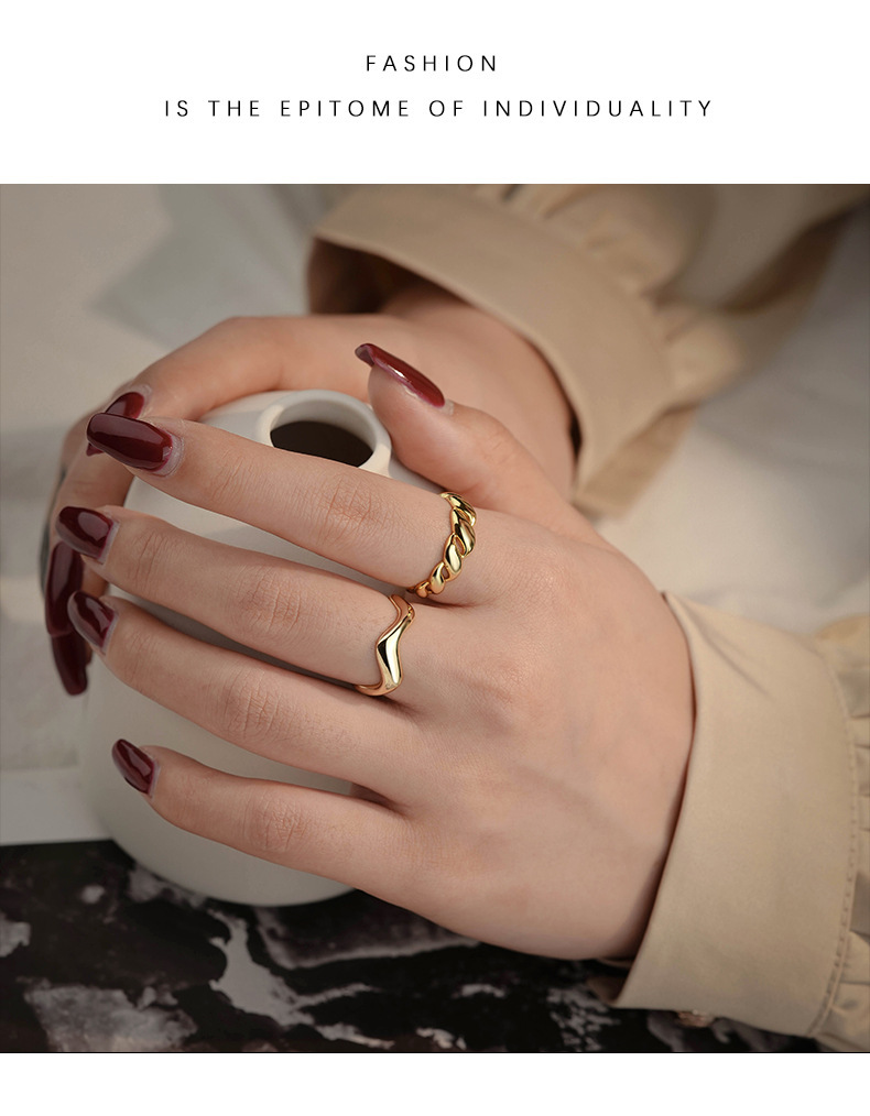 925 Sterling Silver Material Geometric Pattern Unisex Gender 925 Sterling Silver Geometric Open Rings