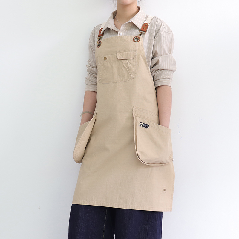Nuevo delantal transfronterizo de Amazon, logotipo personalizado, longitud ajustable, multicolor opcional, jardín floral, ropa de trabajo, delantal