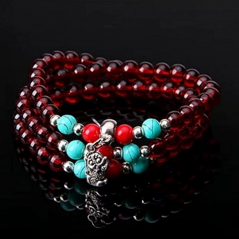 Ethnic crystal bracelet pomegranate, ethnic style, 6mm, Birthday gift