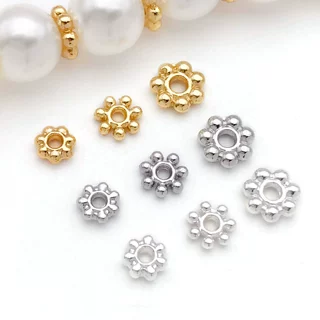 合金镀白k金色保色雪花隔片间隔珠手链串珠手工DIY饰品配件散珠