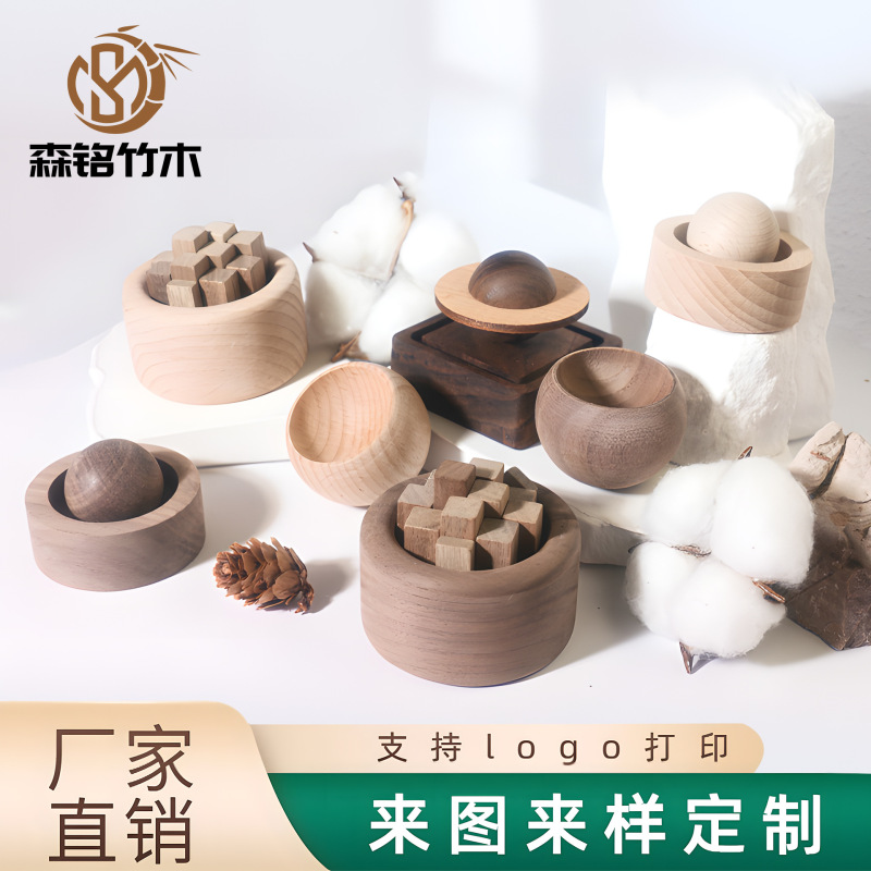 黑胡桃木车载精油扩香木创意不倒翁汽车无火香薰小柴堆扩香器摆件|undefined