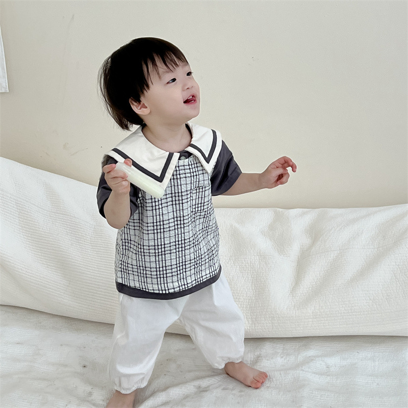 Bebé de verano delgado ropa de verano para niños 2024 ropa de verano coreana para niños set de solapa