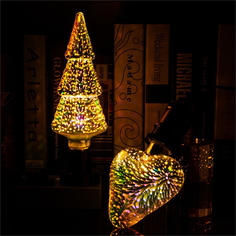 3D Christmas Tree Decoration Fireworks Light Bulb st64 Indoor Holiday Decoration Light LED String Light Copper Wire Light Decoration Light Bulb