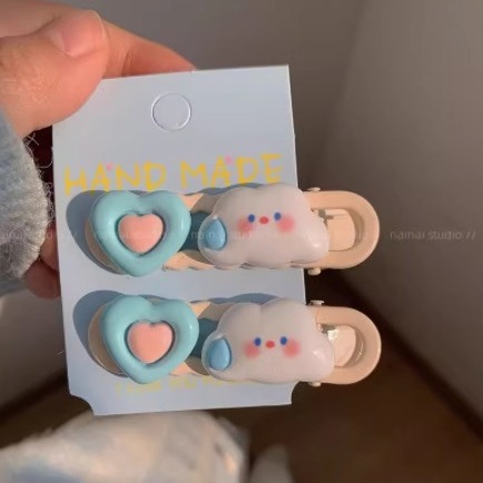 ¡El oso azul ama el clip de pelo! Sweet girl cloud bow clip BB lateral clip clip de pelo de pato mar