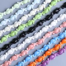 陶瓷海马串珠竖孔散珠陶瓷小动物饰品配件潮流风diy编织耳环项链