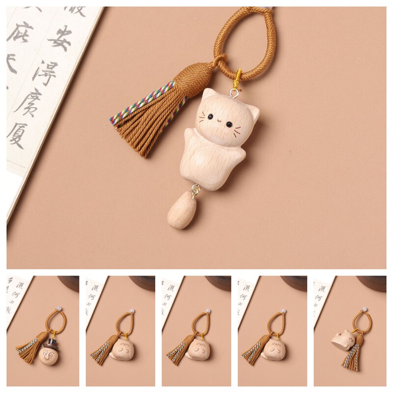 Hot-Selling Keychain Children's Day Gift Engraved Lucky Cat Cute Pendant Small Gift Bag Tassel Cartoon Ornament