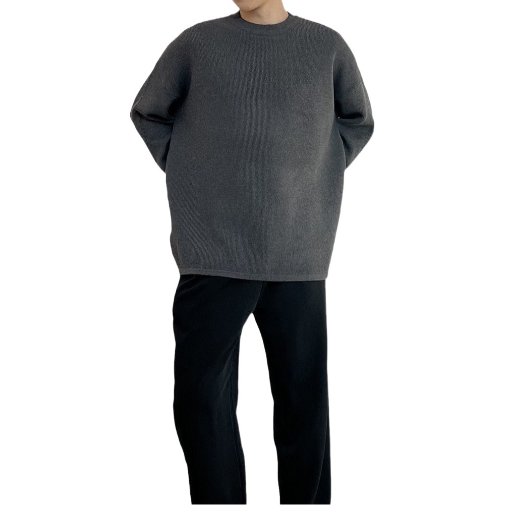 Diseño de viento perezoso un suéter de nicho masculino suelto cuello redondo Otoño e Invierno engrosado suéter marea inferior con un suéter de punto