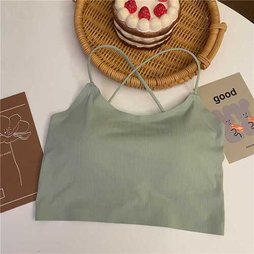 Summer New Ice Silk Cross Bodice Sexy Bodysuit Revealing Nipple Girl's Small Tank Top Large Backless Outerwear Inner Lace