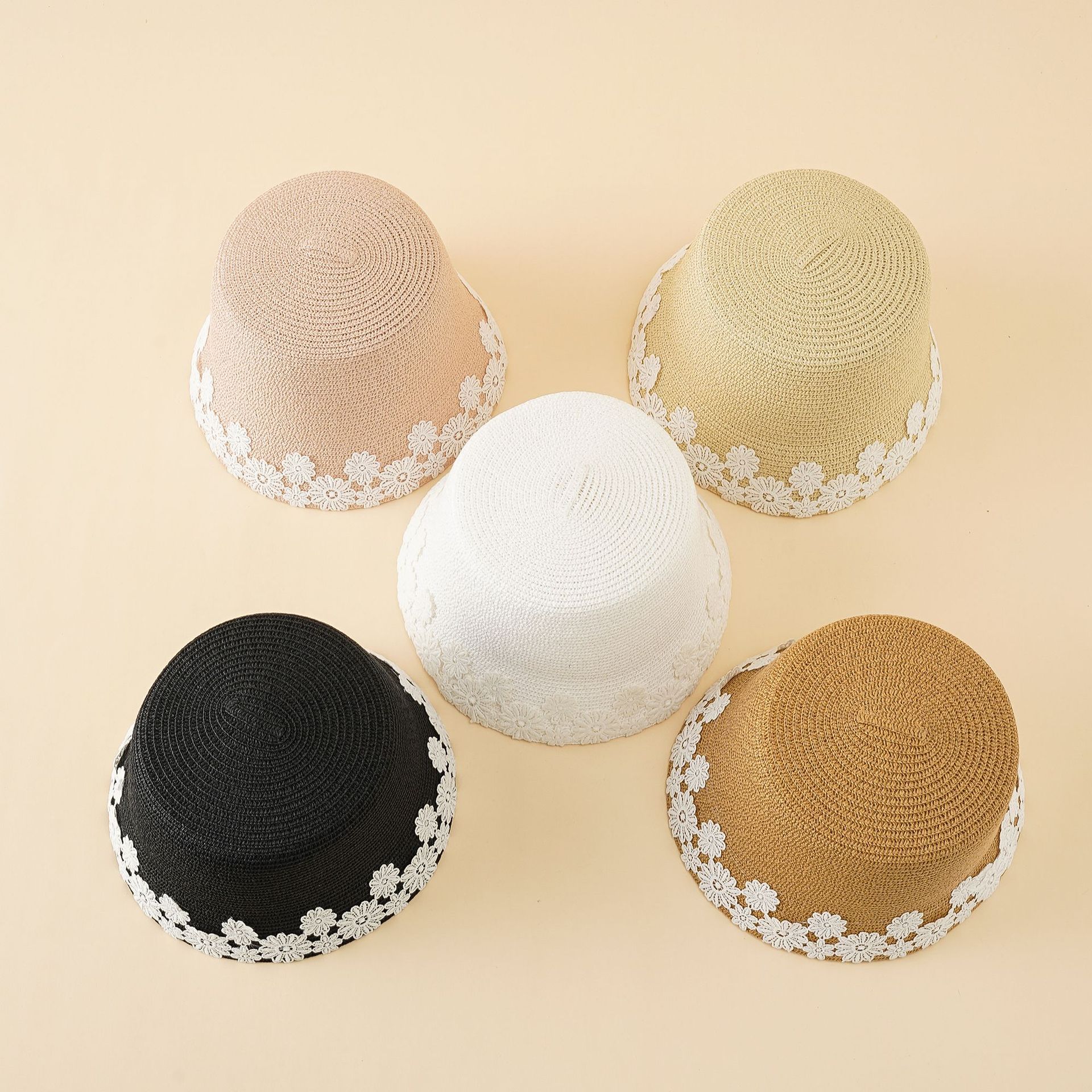 2021 primavera y verano nuevo estilo coreano sombrero de paja de encaje sombrero de paja a prueba de sol japonés de moda para mujer