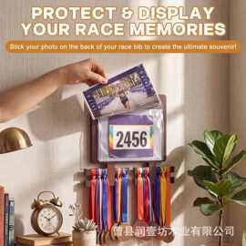跨境木质奖牌置物架上墙运动马拉松勋章收纳装饰挂钩金属展示架