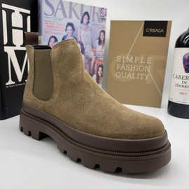 鞋福乐鞋轻酷系列男鞋时尚简约切尔西靴英伦风皮靴短靴男潮鞋高帮