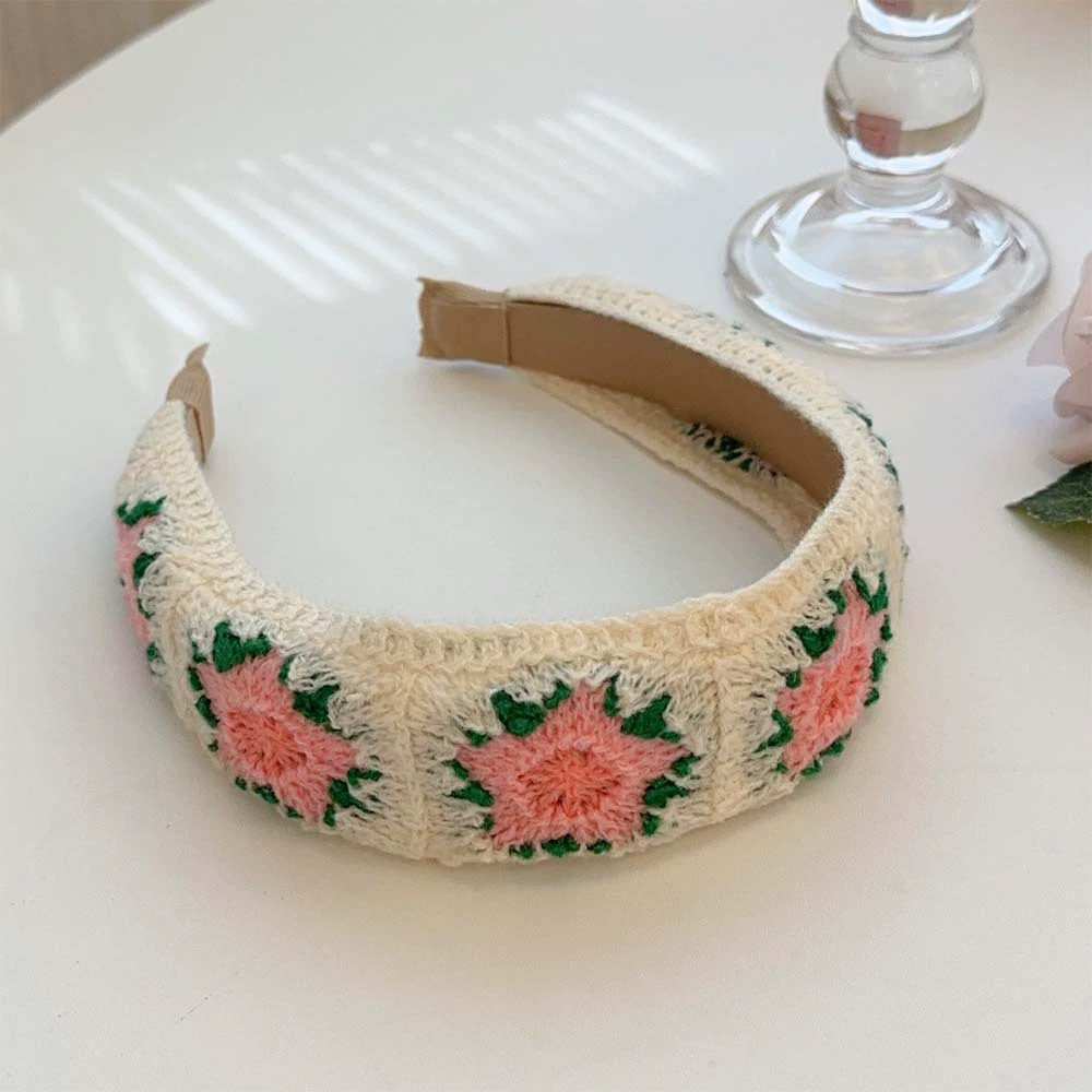 Headband, embroidered Chinese-style floral fresh hair accessory, universal fit, 8×8×1 cm