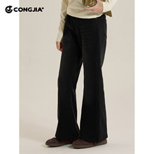 女童加绒牛仔喇叭裤2025冬装新款儿童美式复古宽松加厚休闲阔腿裤