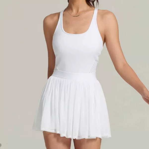 Cross-Border New Mesh Tennis Skirt, Elegant and Quick-Drying Fitness Dance Dress, I-Shaped Beautiful Back Sports Fitness Clothing for Women