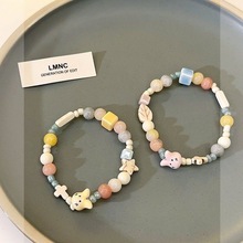 小清新彩色陶瓷猫咪手链女夏季2024年新款可爱甜美串珠手串手饰品