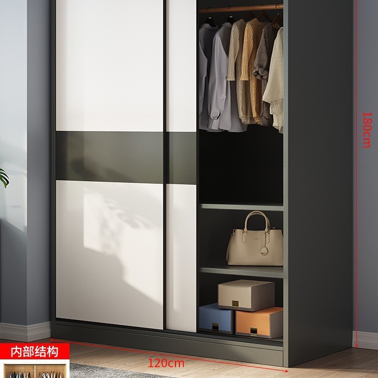 推拉门衣柜家用卧室出租房经济型简易柜子结实耐用实木质儿童衣橱|undefined