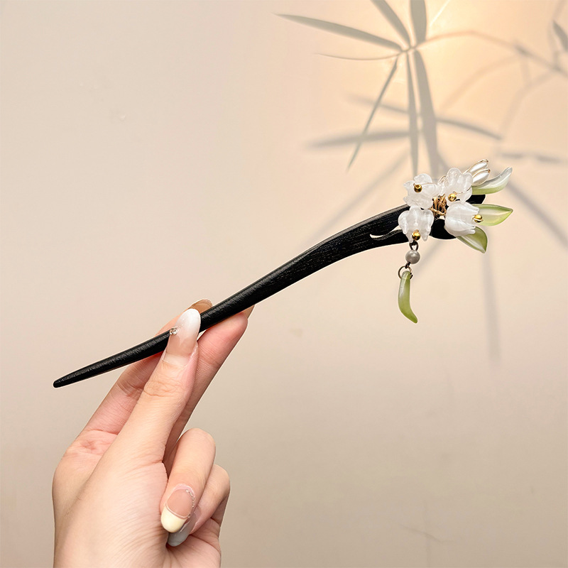 Retro simple nicho de alta estética oriental diseño de cabello de flores de frascos de estilo antiguo cabello