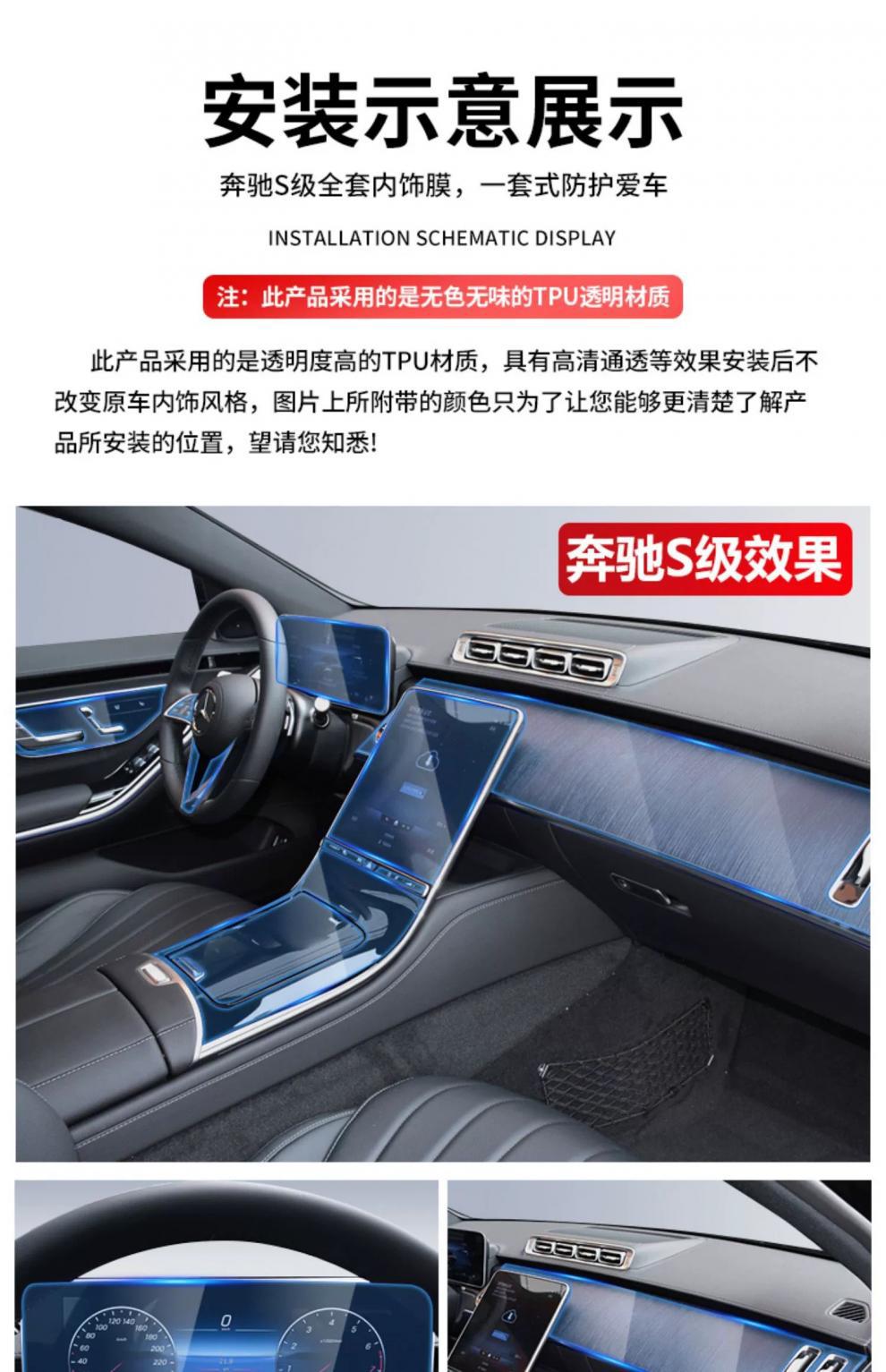 Suitable for 21-25 New Mercedes-Benz S400/450/480 Maybach Interior Film Central Control Navigation Screen Film Transparent