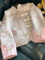 新中式国风盘扣外套女短款2025春秋季新款气质提花小香风上衣