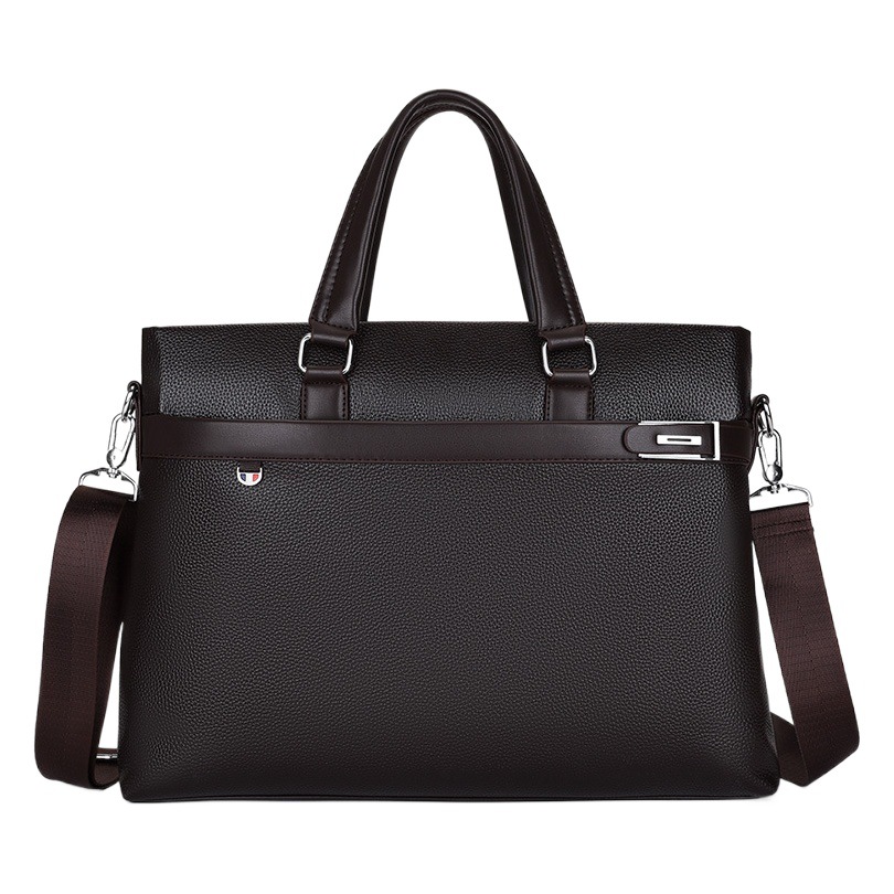 Men's Casual Business Portable Briefcase Simple Fashion Zipper Crossbody Bag Large Capacity Handbag Multi-Layer