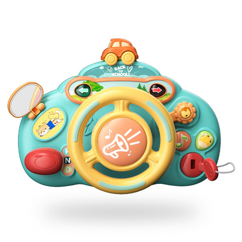 Children's steering wheel cartoon simulation co-pilot early education toy baby imitation car stroller stroller baby walking artifact