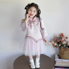 女童汉服连衣裙春秋新中式古风长袖裙子超仙清新中国风公主裙汉服