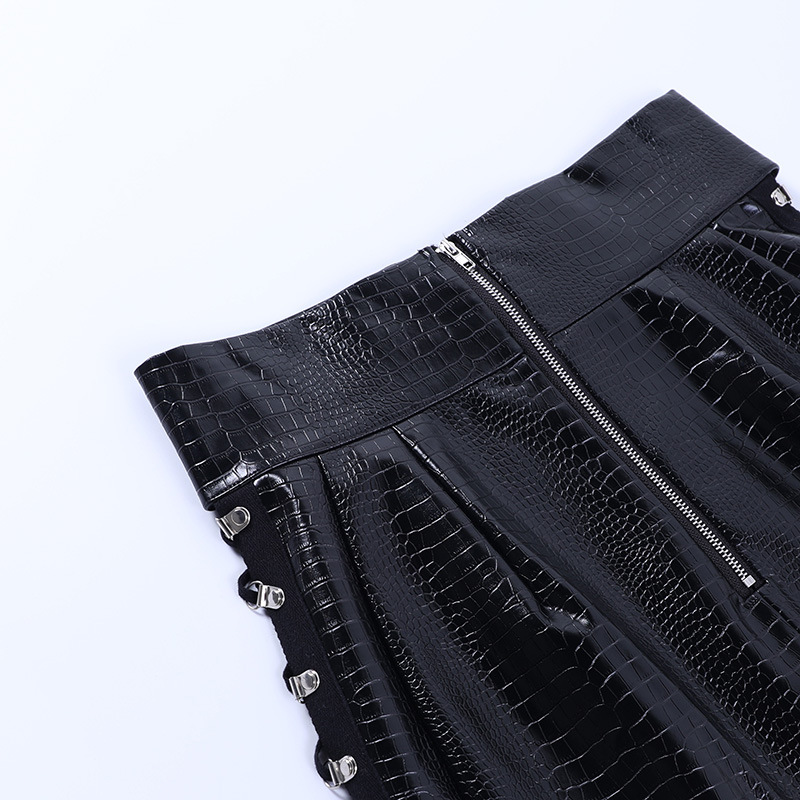 gothic style hollow drawstring straps short skirt  NSGYB117956
