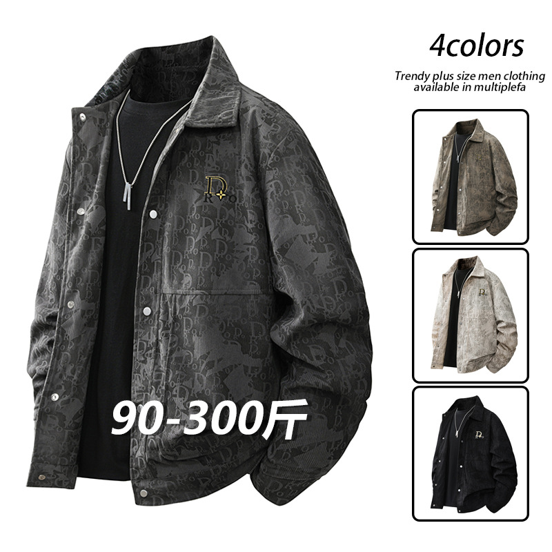 Men's Corduroy Collar Short Snap-Button Jacket, Loose Fit, Trendy Design, Autumn 2026 New Casual Outerwear