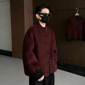 冬季时尚男士双面穿上衣新中式百搭轻奢休闲国风百搭个性上衣简约